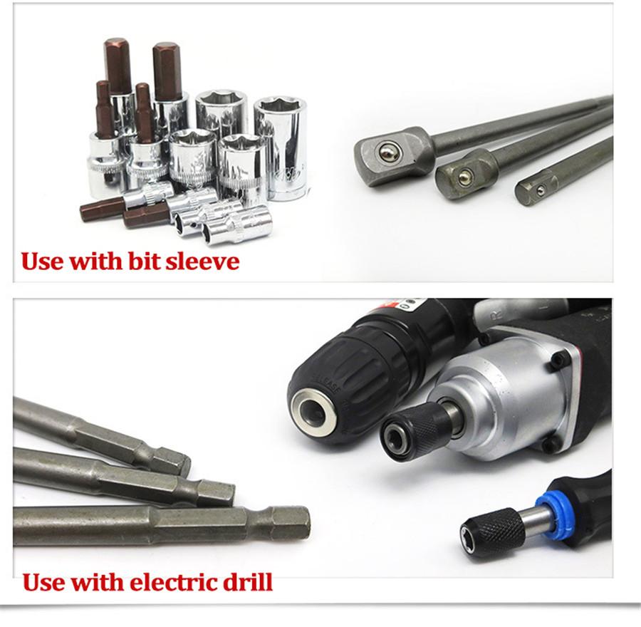 Universal 6PCS 6" & 2.8" Impact Grade Socket Adapter Set 1/4" 3/8" 1/2" Drive 1/4" Hex Shank