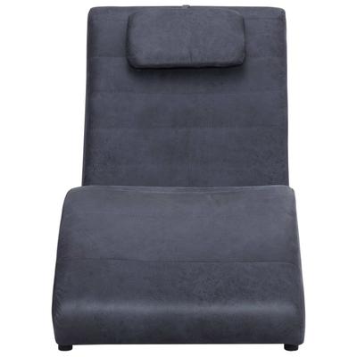 Chaise Longue with Cushions Grey Suede Look