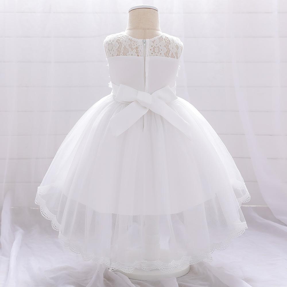 Toddler Christening Embroidery Birthday Baby Girl Ceremony Puff Sleeve Flower Party Princess Wedding Gown Costume