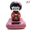 Solar Powered Japanese-Style Doll Car Ornament Kimono Girl Shaking Head Nod Head Cartoon Doll Dashboard Cute Car Decor