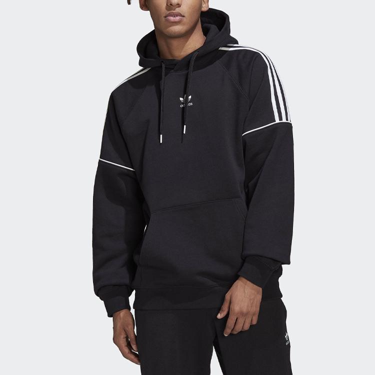 adidas Оригинальная вышитая полосатая толстовка с капюшоном в стиле колор-блок с логотипом, мужская толстовка с капюшоном, черная HK7309