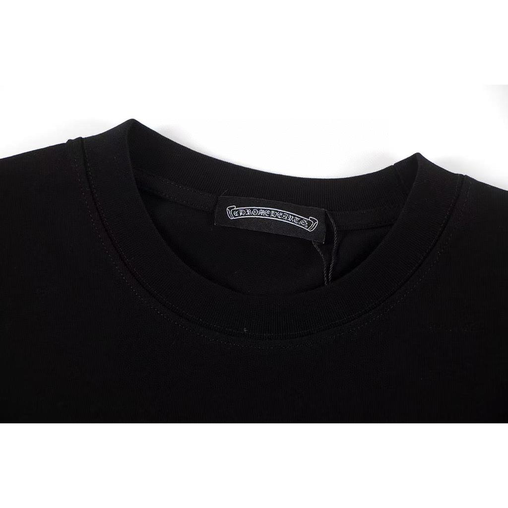 W390 CHROME HEARTS 2025 Летняя новая высококачественная хлопковая свободная футболка большого размера с круглым вырезом Футболка для пары