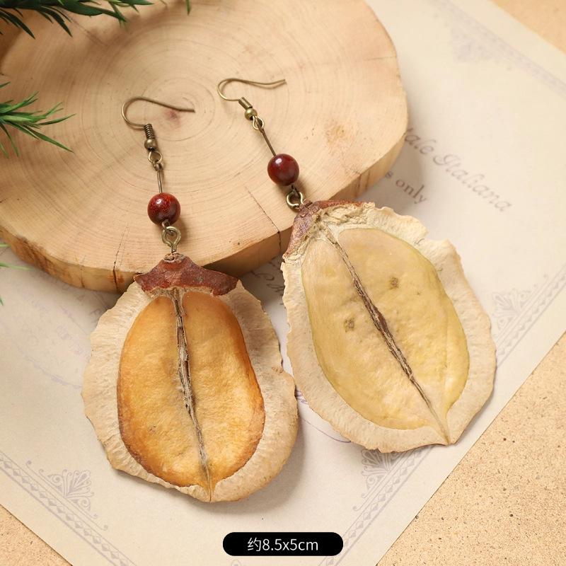 Оригинальные серьги Mori Plant Fruit, натуральные желуди, ручная работа, ретро-женские длинные серьги, этнический стиль, литературная и традиционная китайская медицина