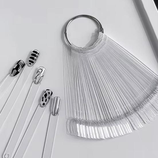 Nail Swatch Stick Display Stand Oval Square Nail Swatch with Ring Heavy Duty DIY Fake Nail Practice Tip Stick Organizer Nail Color Showcase Holder