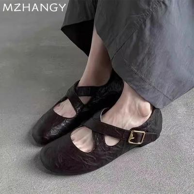 Женская балетная обувь для танцев, кожаные туфли на плоской подошве, женская обувь 2024 года, трендовая осенняя повседневная обувь, новое платье, удобный бренд Mujer Zapatillas