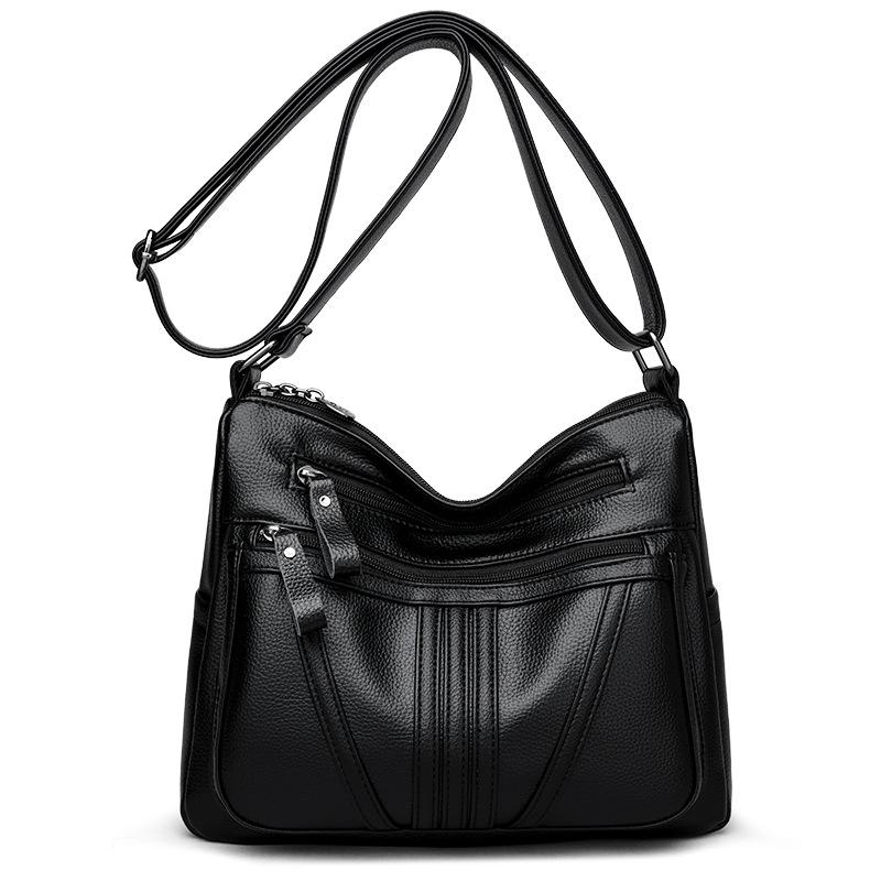 Middle-aged Bag Soft Leather Multi-layer Large Capacity Mother Bag Fashion All-in-one Crossbody Bag