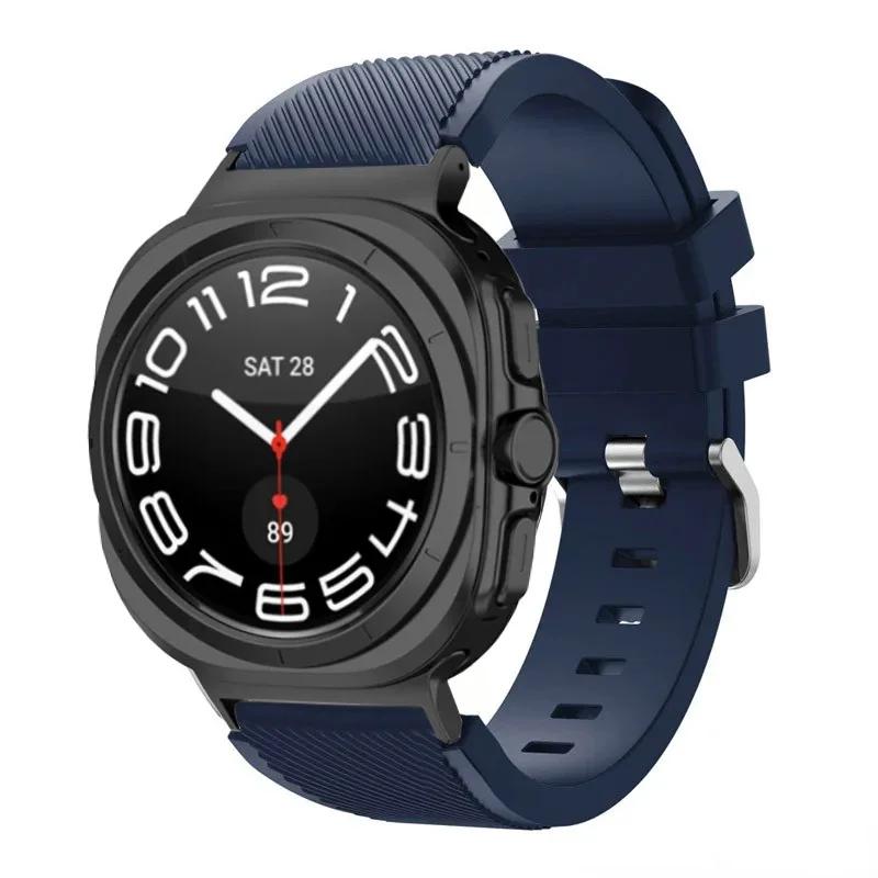 Силиконовый ремешок для Samsung Galaxy Watch Ultra 2026 47 мм, с текстурой в полоску, сменный ремешок для Samsung Watch 8/8 Classic, аксессуар