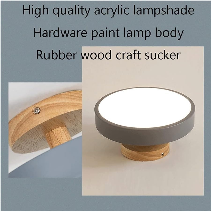 Nordic Log Round LED Semi-flush Mount Ceiling Light - Modern Dimmable Circular Hallway Light Fixture In White, Green, Gray, or Pink | Rustic Kitchen