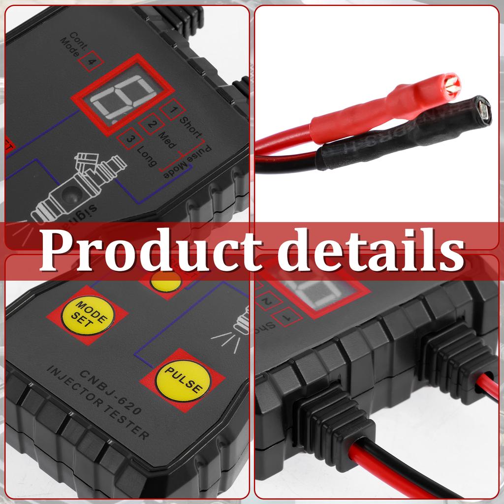 Fuel Injector Tester Four-Wire Dual Channel Car Fuel Injector Detector Cleaner Kit with 4 Pulse Modes Short Circuit Protection