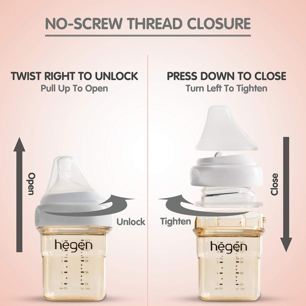 Hegen PCTO Press Close Twist Baby Feeding Bottle PPSU Slow Flow Teeto 150ml/5oz