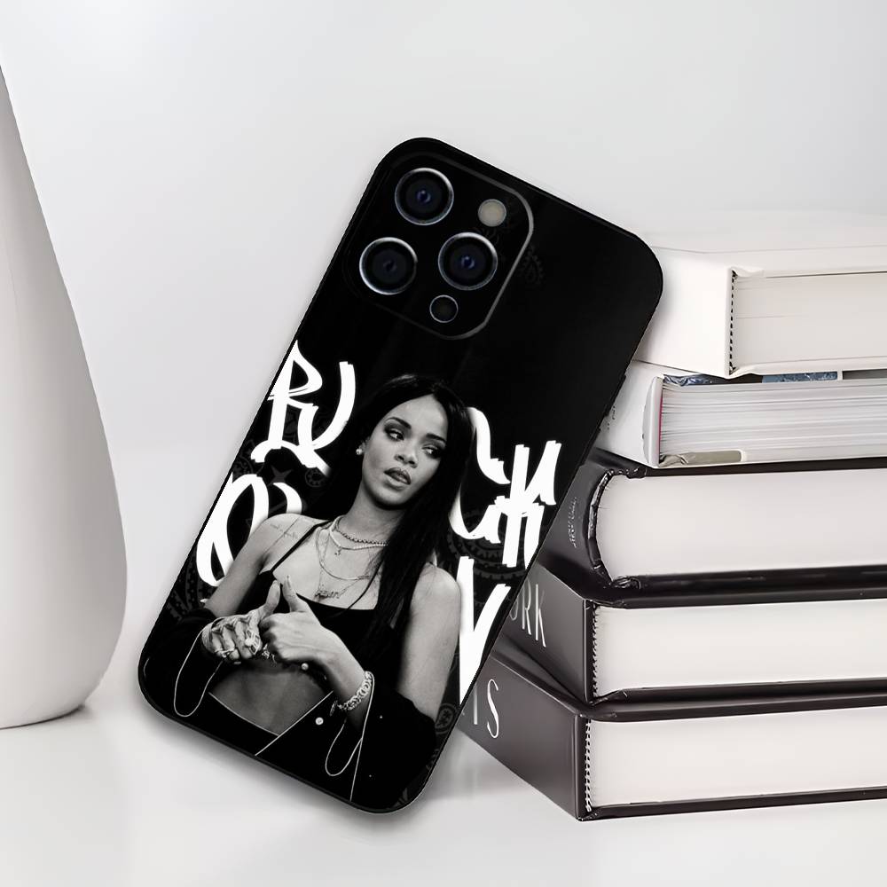 Чехол для телефона певицы R-Rihanna для iPhone 17,16,15,14,13,12,11 Plus,Pro Max,XS, Мягкий силиконовый черный чехол