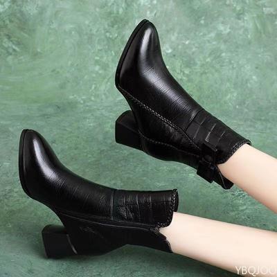 Мода Модные универсальные ботильоны на толстом каблуке с острым носком, утепленные флисом, удобные женские элегантные минималистичные женские туфли