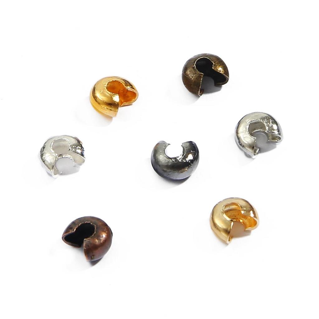 100 шт., железные обжимные чехлы для бусин, круглые обжимные крышки, зажимы, наконечники, крышка с узлом, металлическая крышка для самостоятельного поиска ювелирных изделий