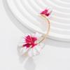 Sweet Dripping Oil Metal Pink Flower Earrings for Women Fashion 3D Folding Floral Stud Earring Ear Hooks Jewelry Accessories