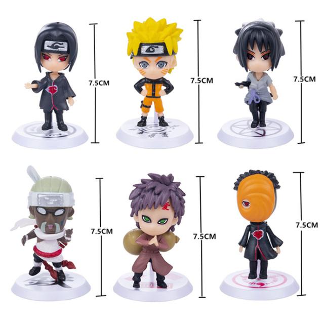 Naruto Figures Anime Model Sasuke Kakashi Gaara  Sakura Q Version PVC Cute Doll Kids Gift Bulk Buy Lots Toys
