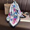 Korean Floral Print Silk Square Scarfs 70cm Women Summer Headscarf Female Neckerchief Decorate Neck Ties Lady Hijab Neck Scarf