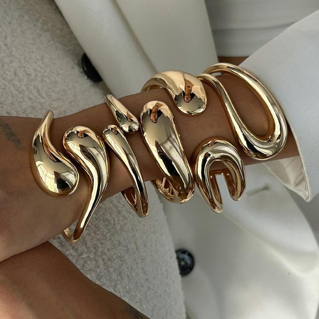 Набор браслетов из сплава в европейском и американском стиле с отверстием в виде капли воды