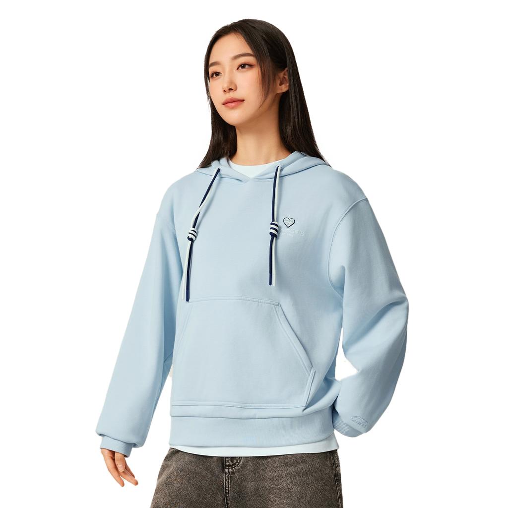 Li Ning Sports Lifestyle Series Loose Fit Hooded Graphic Embroidered Sweatshirt Women Sweatshirt AWDV988-4