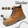 Men's Work Boots with Steel Toe - Quick Lace System - Durable, Anti-Puncture & Slip - Resistant Safety Shoes for Industrial Use