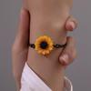 Korean Version of Small Fresh Daisy Bracelet Literary Fan Leather Rope Student Girl Cute Sunflower Retro Bracelet Small Daisy