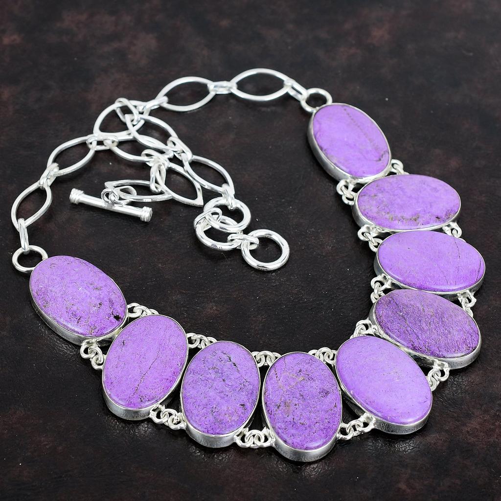 Purpurite Necklace Handmade Necklace Gemstone Jewelry 925 Sterling Silver Necklace Adjustable Chain Necklace Gifts for Mother Silver Jewelry