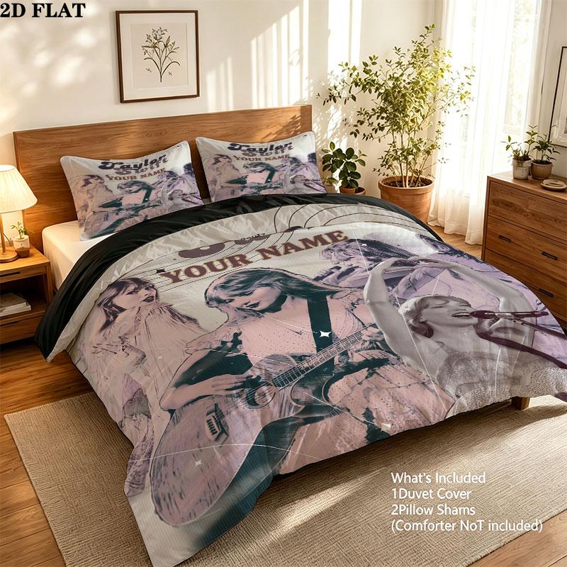 Custom Taylor Swift Bedding Quilt Set Quilt Cover Pillowcase Home Decoration Birthday Gift (1 * duvet cover + 2 * pillowcase, without core)