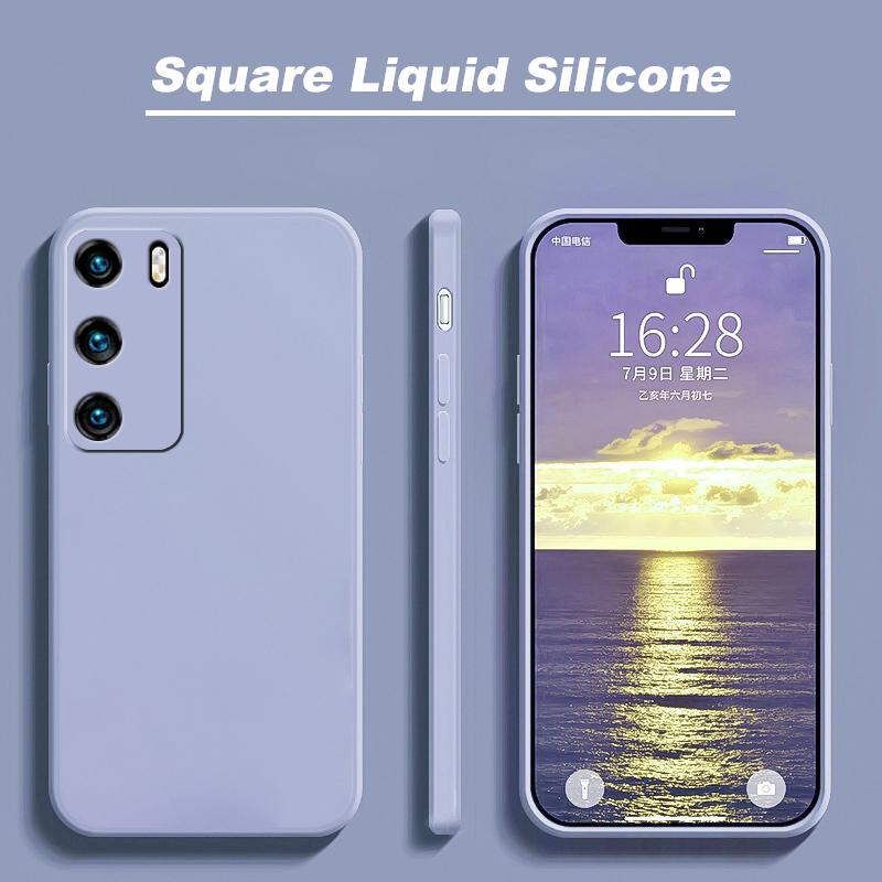 Luxury Liquid Silicone Soft Cover for Huawei P40 LITE P30 PRO P20 MATE 20 LITE 30 NOVA 3 3I 5T 9 SE 8 8I Y70 PLUS Y90 Square Full Protection Cover