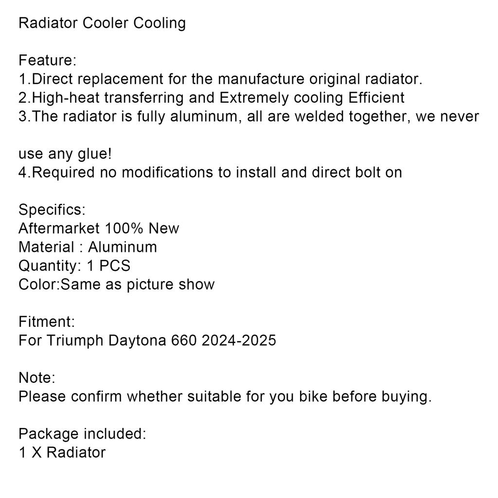 Радиатор охлаждения двигателя для Daytona 660 2024-2025