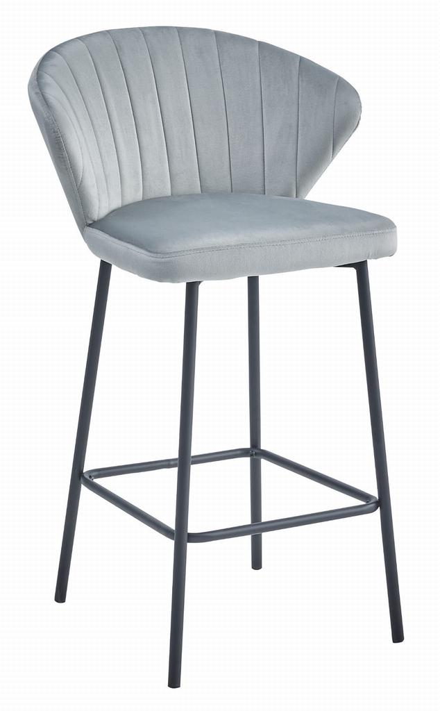 Gatta Stool - Silver-Gray Velvet / Black Legs X 2