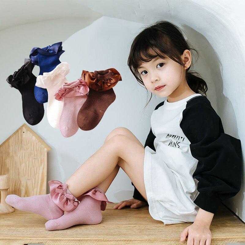 Весенне-летние детские носки, милые кружевные носки с цветочными бантами, носки для новорожденных девочек, хлопковые носки принцессы для девочек, носки для маленьких девочек, вещи