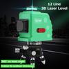 12 линий Новый 360 Горизонтальный Вертикальный Крест 3D Зеленый Свет Лазерный Уровень Самонивелирующийся Измерение Сверхмощный Лазерный Луч