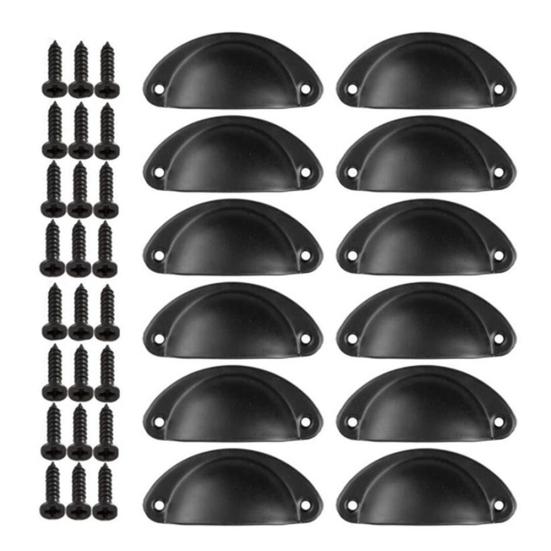 12Pcs/Set Vintage Shell Shaped Metal Cabinet Pull Handles Hardware Accessories