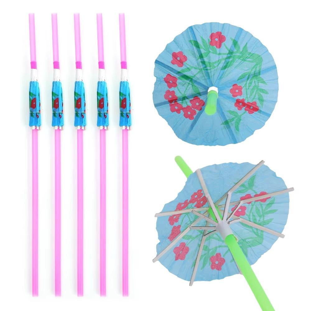 100pcs Mixed Color Umbrella Straws Plastic Parasol Drinking Straws  Summer