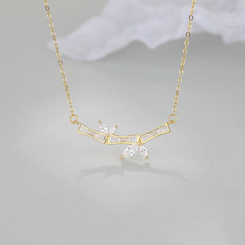 Маленькое и роскошное высококачественное ожерелье из бамбуковых листьев для женщин, универсальная цепочка на ключицу