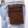 Men's Genuine Leather Crossbody Bag - Handmade Crazy Horse Shoulder Bag & Multifunctional Waist Belt Pouch for Phone.