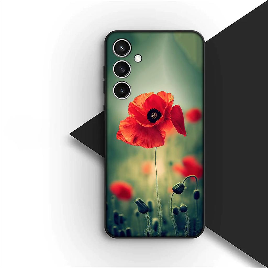 Cover for Apple iPhone 12 13 Pro XS Max Mini ProMax X XR Air 13Pro Casing Phone Case Red P-Poppys Flower Bloom Elegant