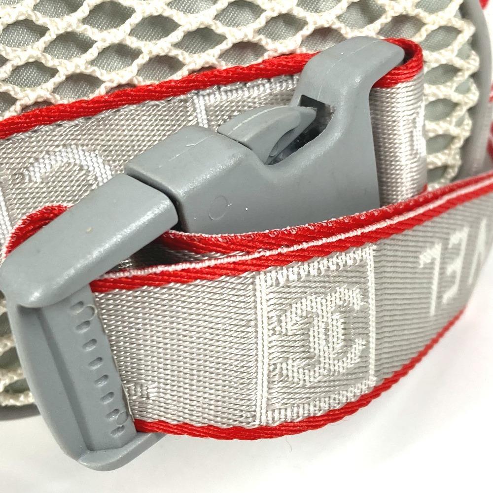 Chanel Спортивный Логотип мини Сумка цилиндрический пенал Сумка через плечо Нейлон Белый/Красный