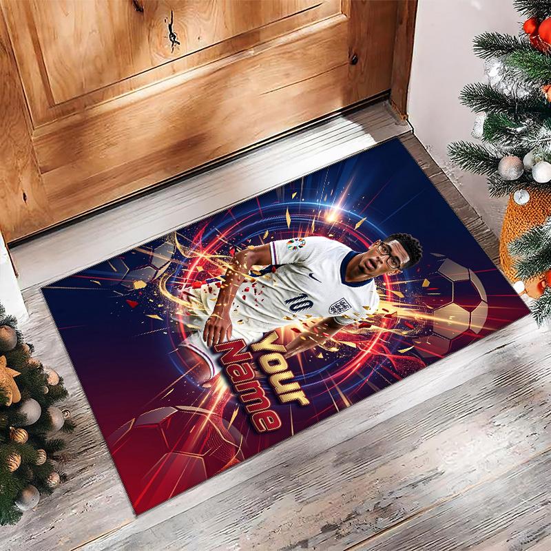 Jude Bellingham Printed Crystal Velvet Rug Non‑Slip Crystal Velvet Carpet For Sofa Bedroom Indoor Home Decoration