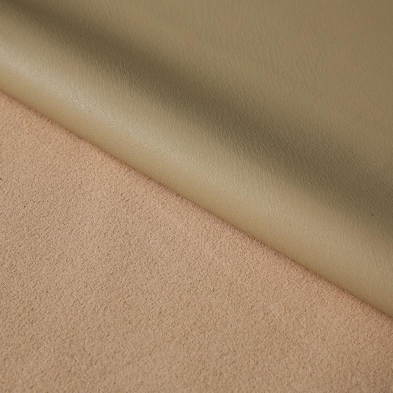 PU Faux Cowhide Grain Yoga Mat Fabric: 0.65mm Microfiber with Absorbent, Breathable Velvet Lining