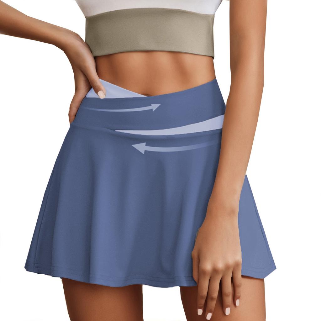 Women's Tight Fitting Sports Short Skirt, Quick Drying And Color Blocking Fake Two-piece Short Skirt, Yoga Pants Skirt