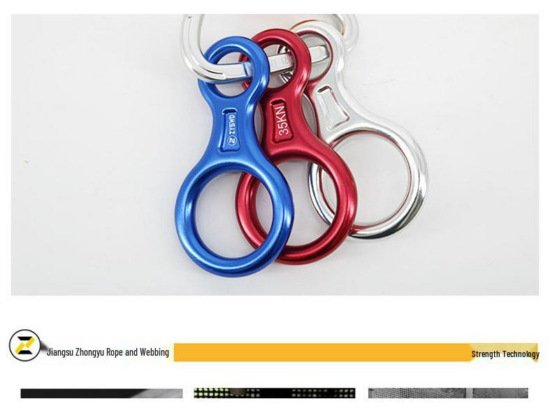 Aluminum Alloy 35KN Figure-Eight Descender for High-Altitude Rock Climbing and Abseiling