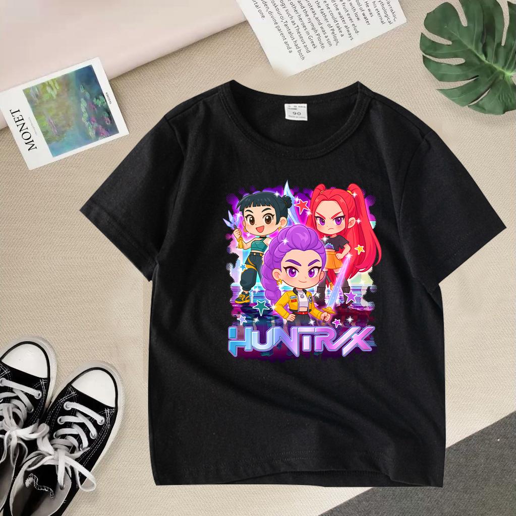 Детская одежда K-pop Demon Hunters Футболка с коротким рукавом Милая K-pop Demon Hunters Тигр Харадзюку Футболка для мальчиков девочек