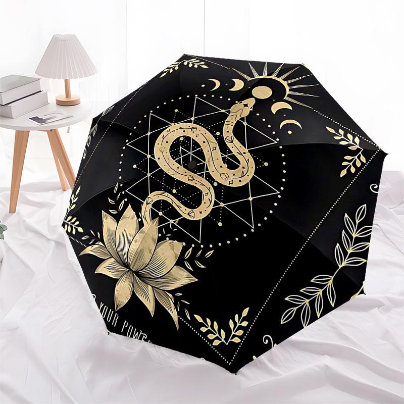 1PC Snake Lotus Umbrella-8-Rib Reinforced, Automatic Open, Lightweight & Durable, Fashion Accessory for Outdoor, Beach L0342