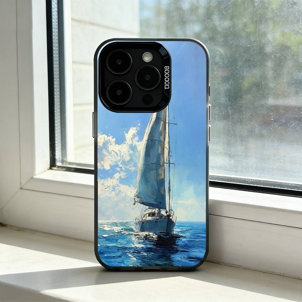 Чехол для телефона Парусник B-Boat Для iPhone 17,16,15,14,13,12,11 Plus,Pro Max,XS,Красочный Серебряный Чехол для телефона Funda Cover