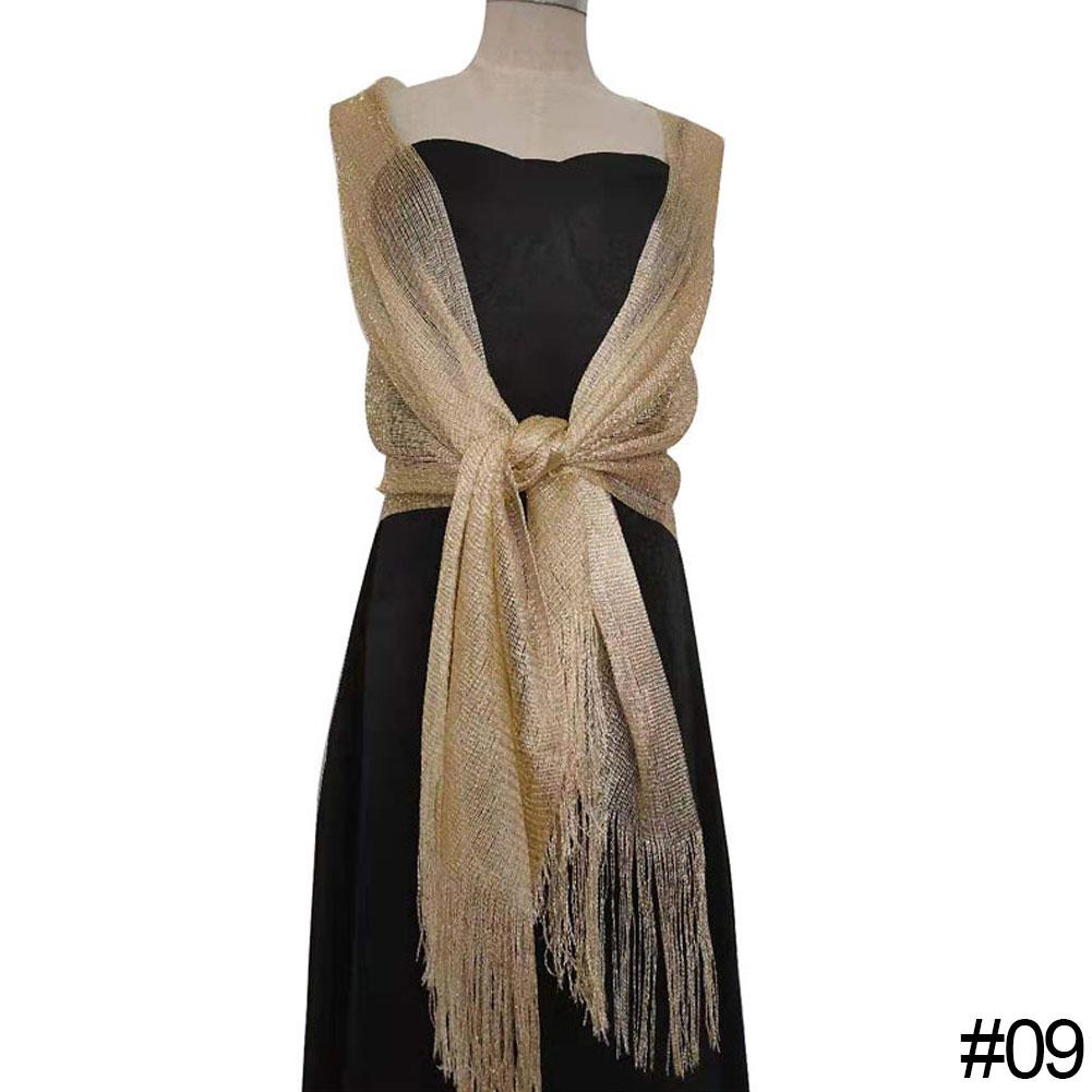 Женские элегантные вечерние платья, шали, золотые, серебристые проволочные кисточки, женские вечерние свадебные аксессуары, шарф