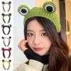 Knitted Animal for Frog Headwear Cartoon Big Eyes Hairband Cute Photo Props Fancy Dress Halloween Cosplay Accessories