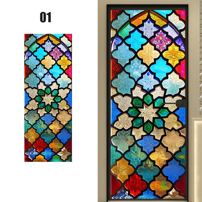 European Style Retro Church Stained Glass Film Frosted Privacy Window Film Home Decor Self - Adhesive Glass Stickers