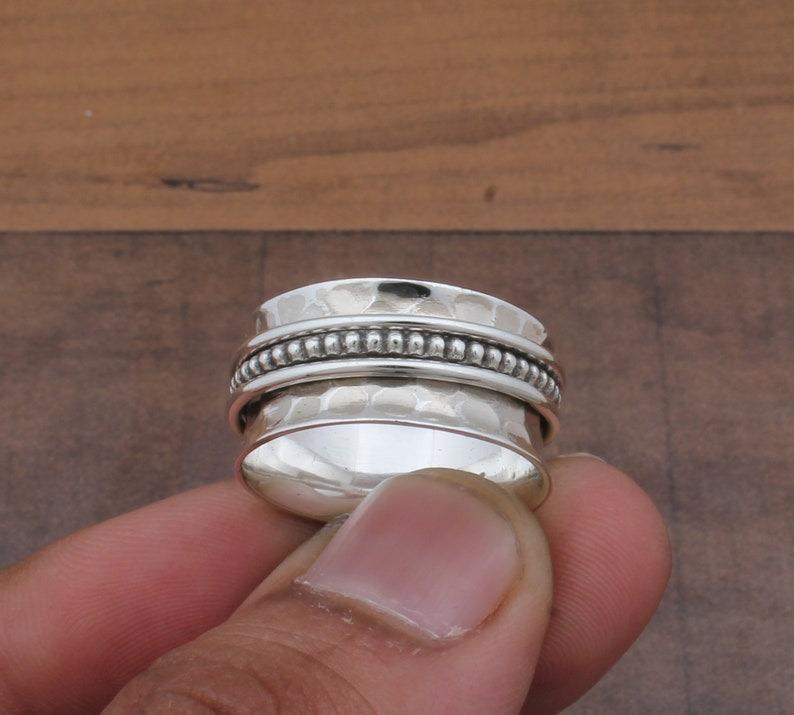 Solid 925 Sterling Silver Spinner Band Meditation Ring, Bohemian Ring, handcrafted Ring, Designer Ring, Thumb Ring