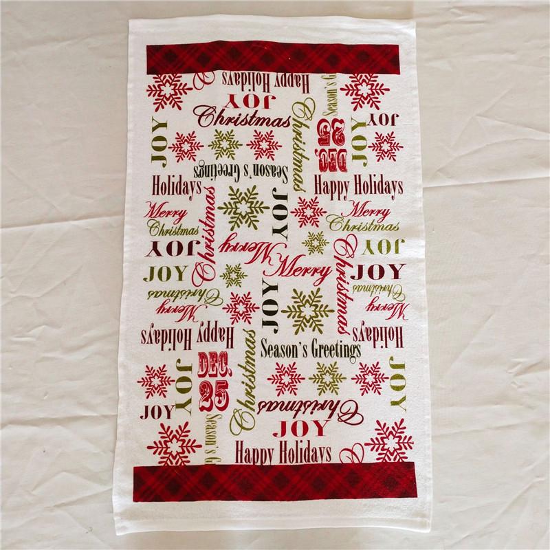 5 шт. 38x63 см хлопковые кухонные полотенца с рождественским принтом, украшение для кухни, кухонное полотенце, чистящий инструмент, подарок на рождественскую вечеринку