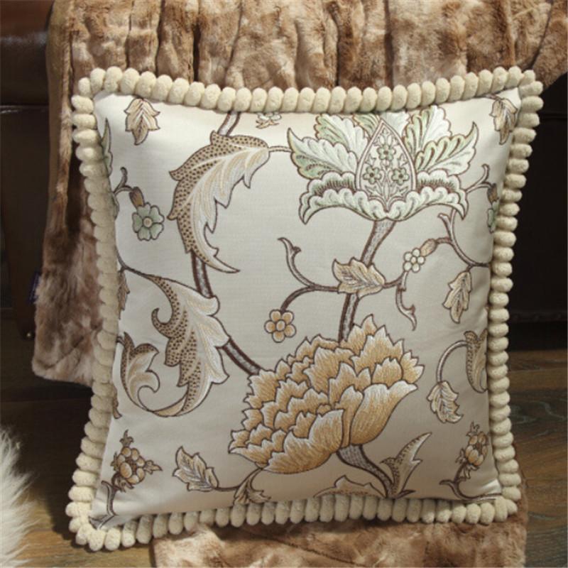 48x48cm Classical European Flower Jacquard Decorative Cushion Cover for Sofa Chair Throw Pillow Case